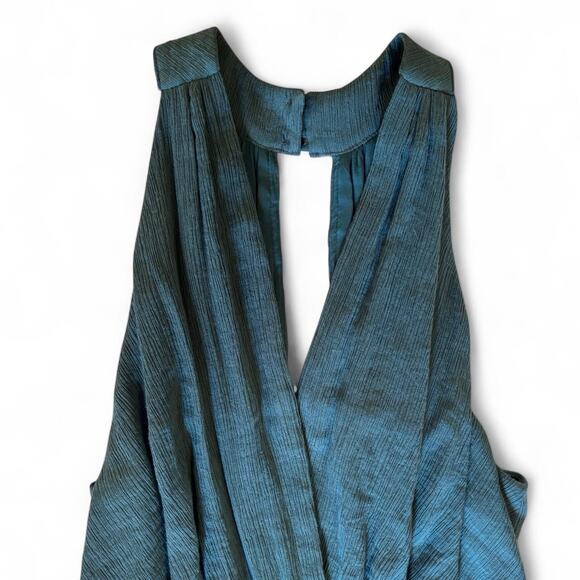 ANTHROPOLOGIE | Boinda Plisse Smocked Waist Wide Leg Jumpsuit-Teal size large - Picture 2 of 10